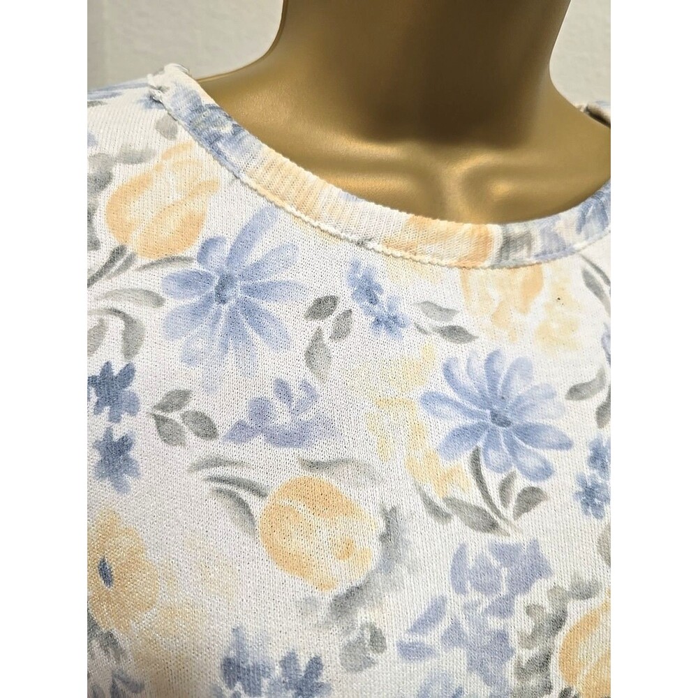 Vtg United States Sweaters Womens Med Short Sleeve Granny Floral Pastel Peasant